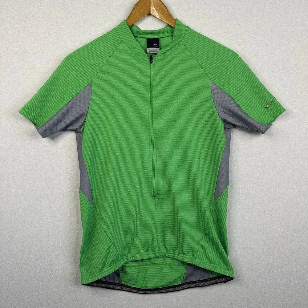 Nike Sphere Dry Adult Medium Cycling Shirt Green/Gray ‎ Lightweight Waffle
